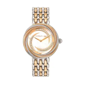 Cerruti Ladies Watch Stainless Steel / Rose Gold Plated Case With White Mother Of Pearl Dial & Rose Gold Plated Bracelet