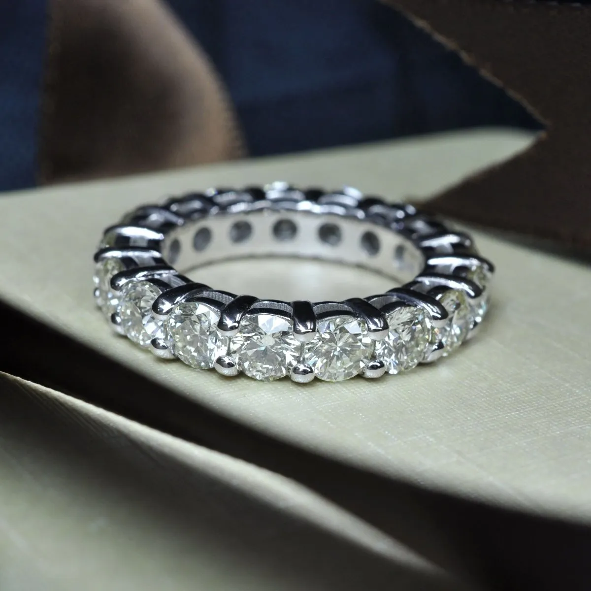 Certified 5.80CT Round Cut Diamond Eternity Ring in Platinum - Eternity Ring