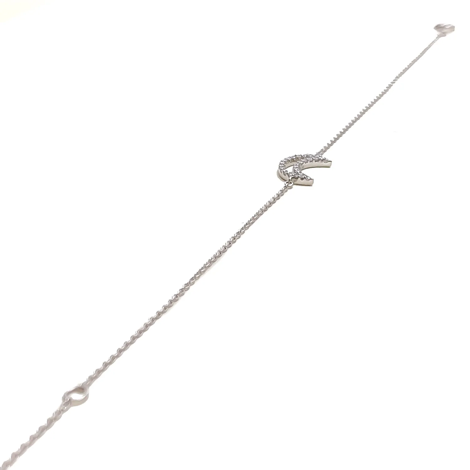 Charming Crescent Diamond   18k Gold Bracelet