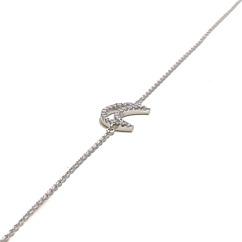 Charming Crescent Diamond   18k Gold Bracelet