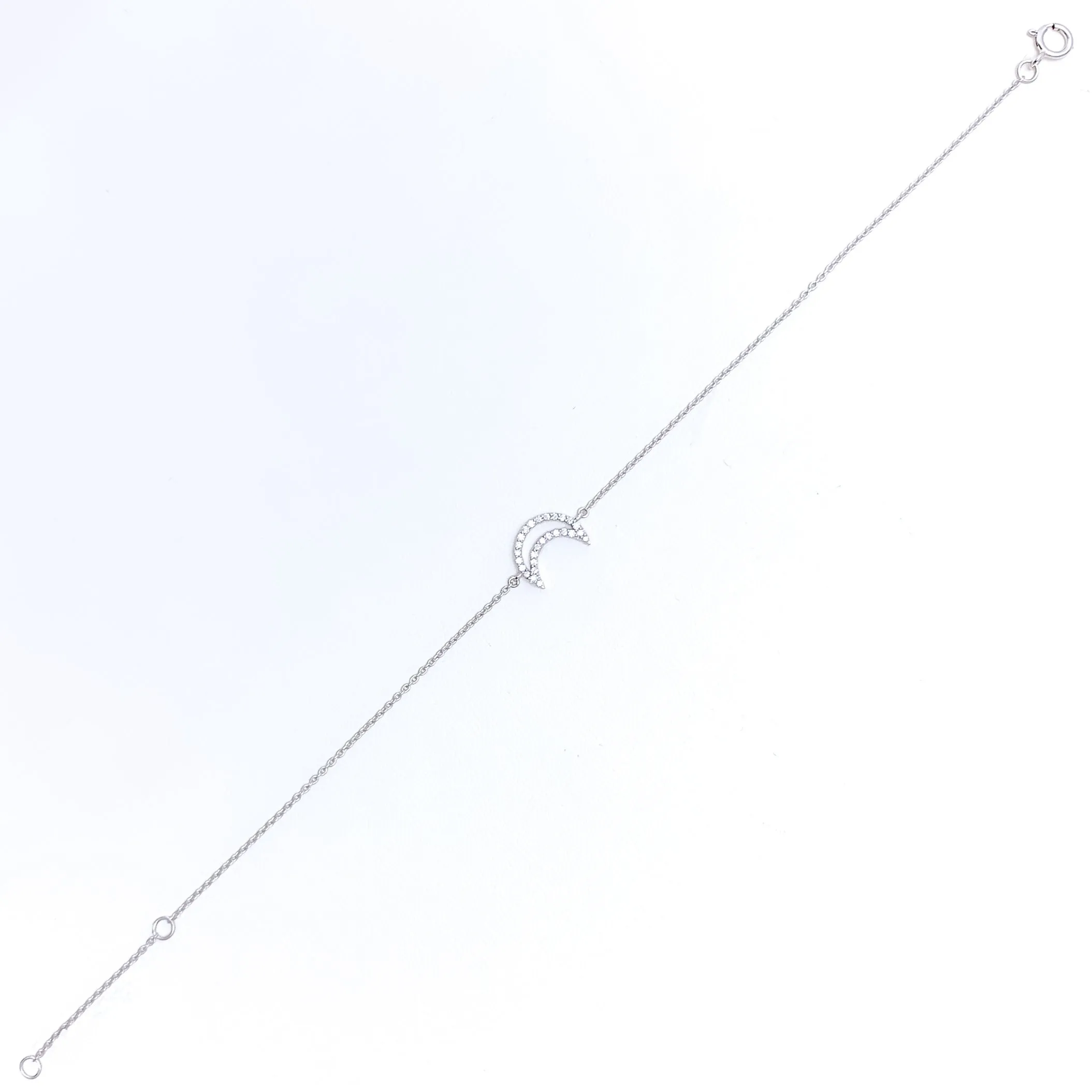 Charming Crescent Diamond   18k Gold Bracelet