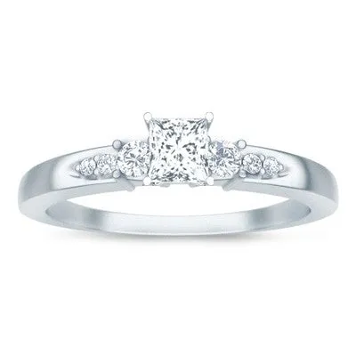 Cheap Moissanite Diamond Engagement Ring 1.25 Carat Princess Cut With 10k White Gold