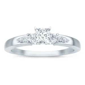 Cheap Moissanite Diamond Engagement Ring 1.25 Carat Princess Cut With 10k White Gold