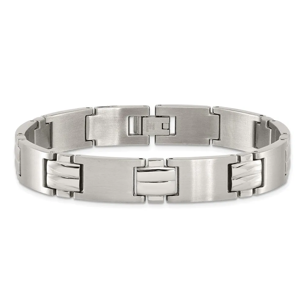 Chisel Stainless Steel Brushed and Polished 8.5 inch Link Bracelet