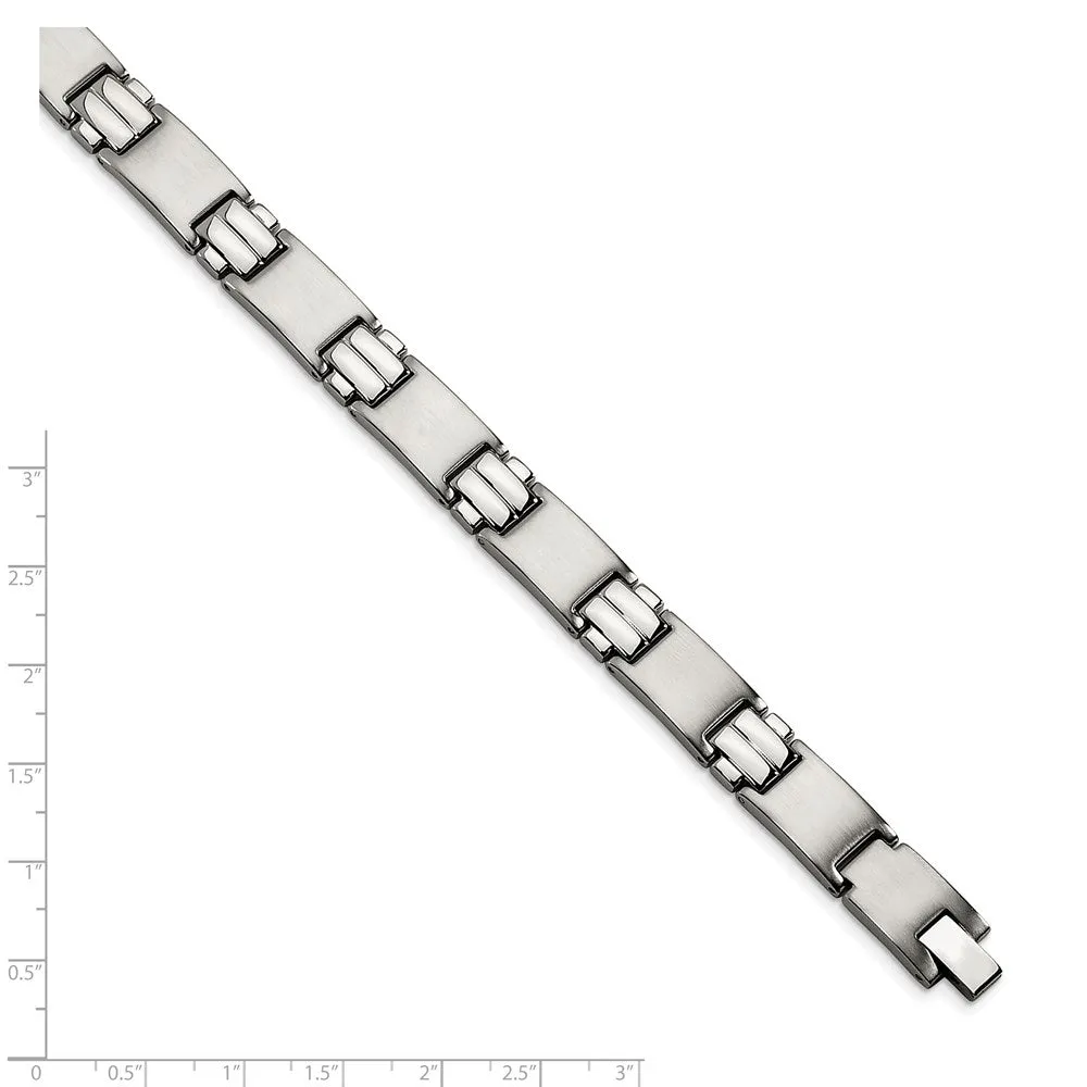 Chisel Stainless Steel Brushed and Polished 8.5 inch Link Bracelet