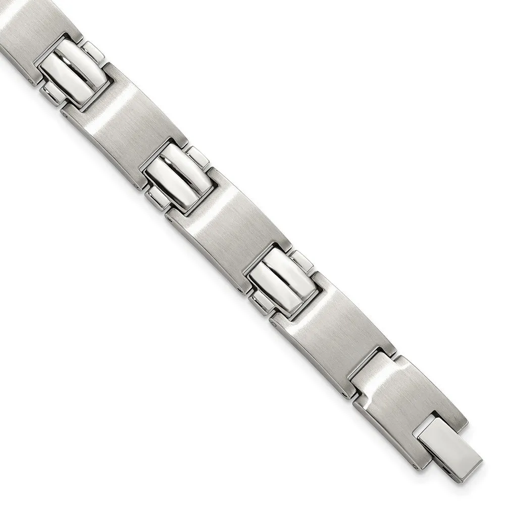 Chisel Stainless Steel Brushed and Polished 8.5 inch Link Bracelet