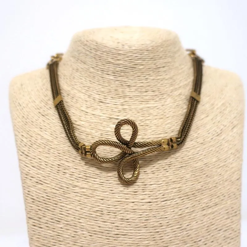 Christian Dior Knot Necklace Gold Cable & Chain Link