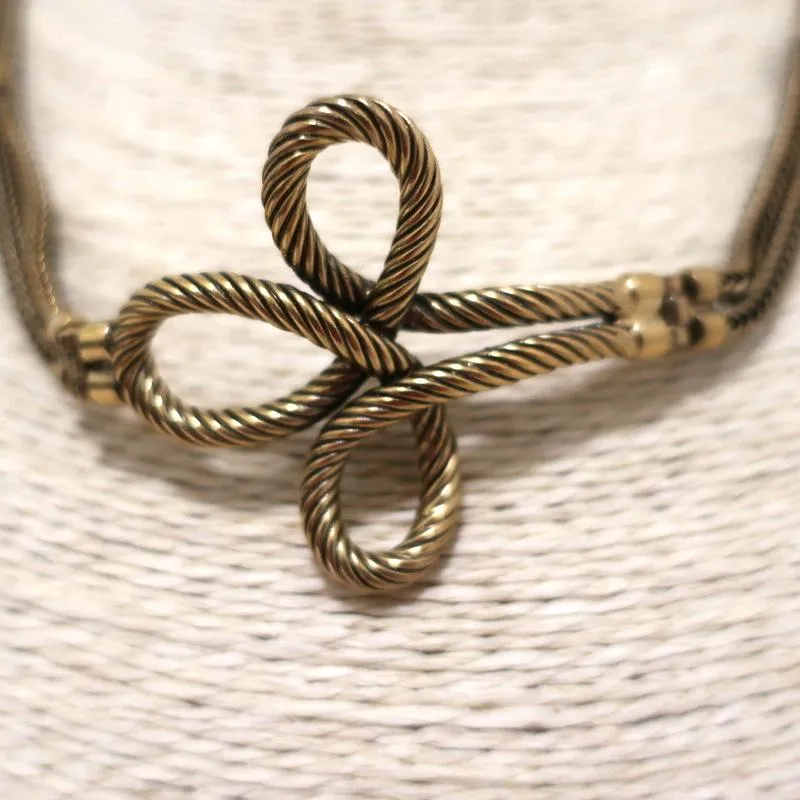 Christian Dior Knot Necklace Gold Cable & Chain Link