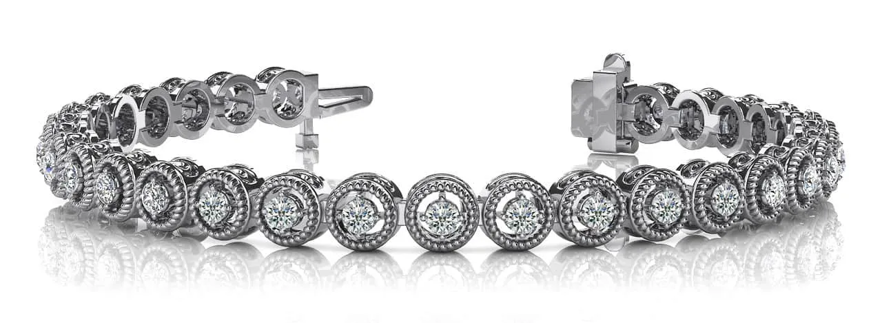 Circle Filigree Diamond Link Diamond Bracelet with 1.98 ct.(finished) 2.5mm