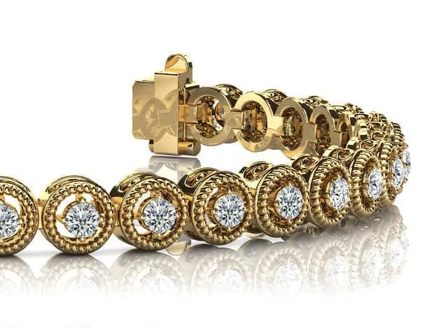 Circle Filigree Diamond Link Diamond Bracelet with 1.98 ct.(finished) 2.5mm