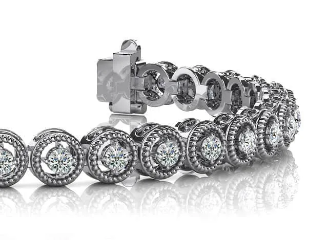 Circle Filigree Diamond Link Diamond Bracelet with 1.98 ct.(finished) 2.5mm