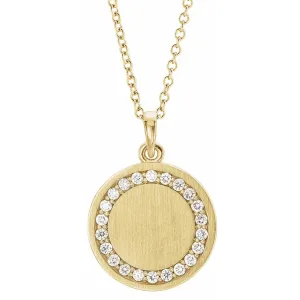 Circle Signet Diamond Halo Necklace