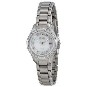 Citizen Silhouette Eco-Drive Diamond Mother of Pearl Dial Stainless Steel Ladies Watch EW2130-51D