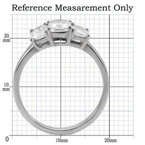 CJ7748OS Wholesale Stainless Steel Square Princess Cubic Zirconia Past, Present & Future Ring