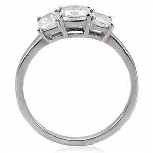 CJ7748OS Wholesale Stainless Steel Square Princess Cubic Zirconia Past, Present & Future Ring
