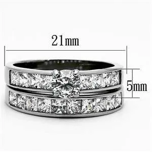 CJG1388 Wholesale Stacked Dual Band Stainless Steel CZ Ring