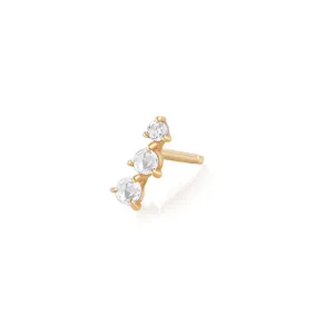 Clara | Rose Cut Triple White Sapphire Stud Earring