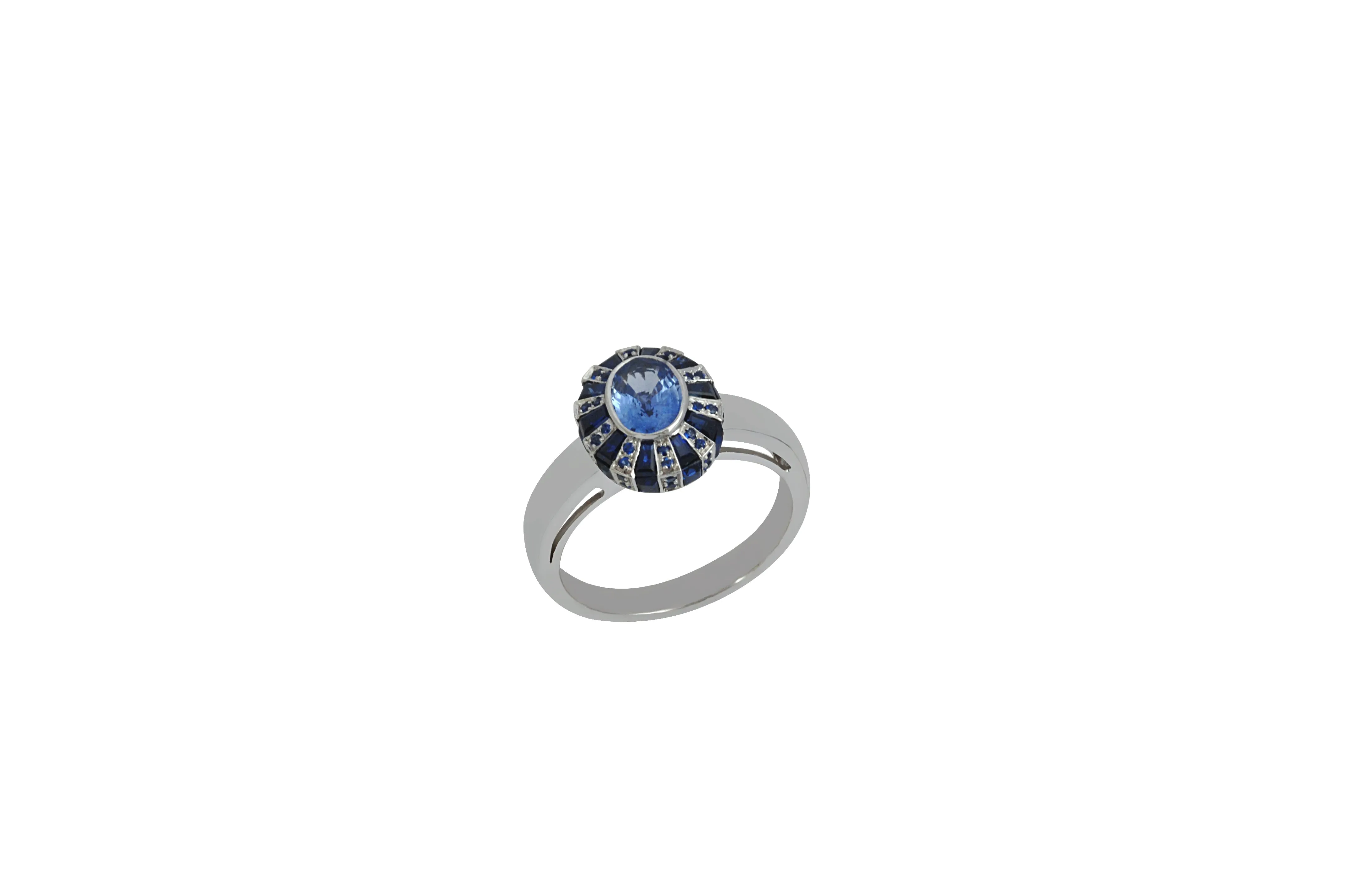 Classic 75 Twist Oval Blue Sapphire Ring set in White Gold