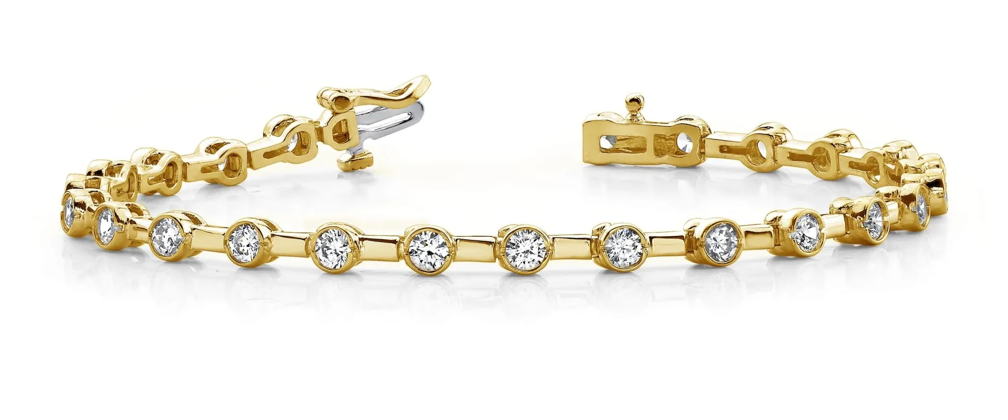 Classic Column Link Bezel Set Diamond Bracelet with 4.94 ct.(finished) 4.1mm