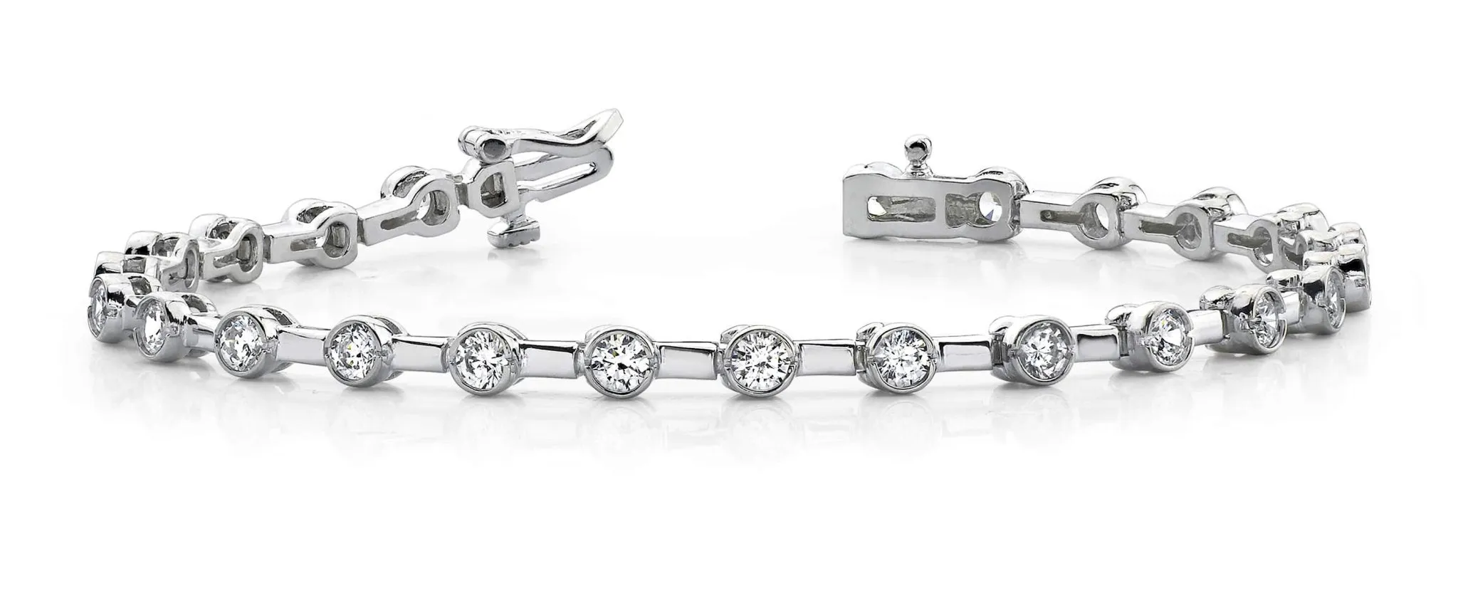 Classic Column Link Bezel Set Diamond Bracelet with 4.94 ct.(finished) 4.1mm