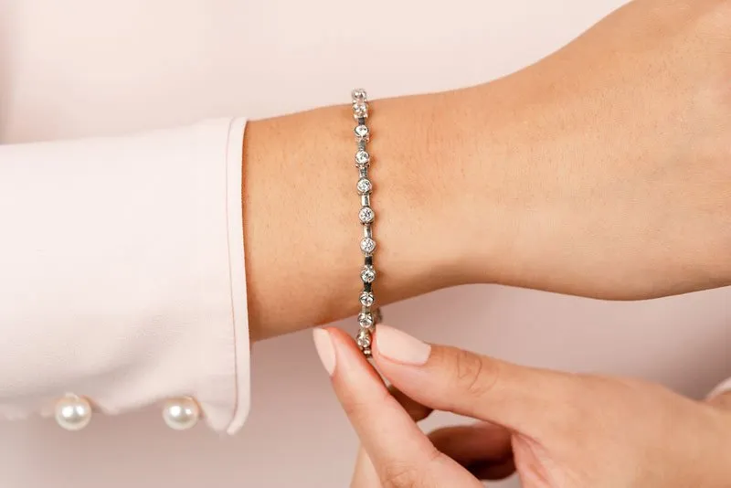 Classic Column Link Bezel Set Diamond Bracelet with 4.94 ct.(finished) 4.1mm