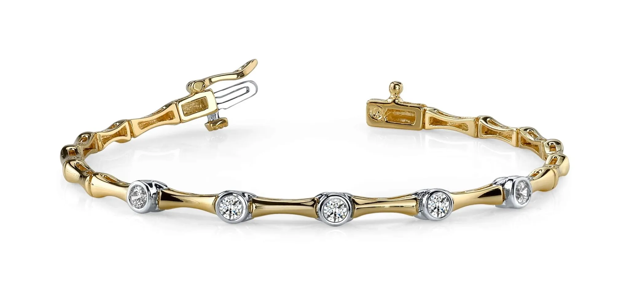Classic Column Link Five Diamond Bracelet with 1.00 ct.(finished) 3.8mm