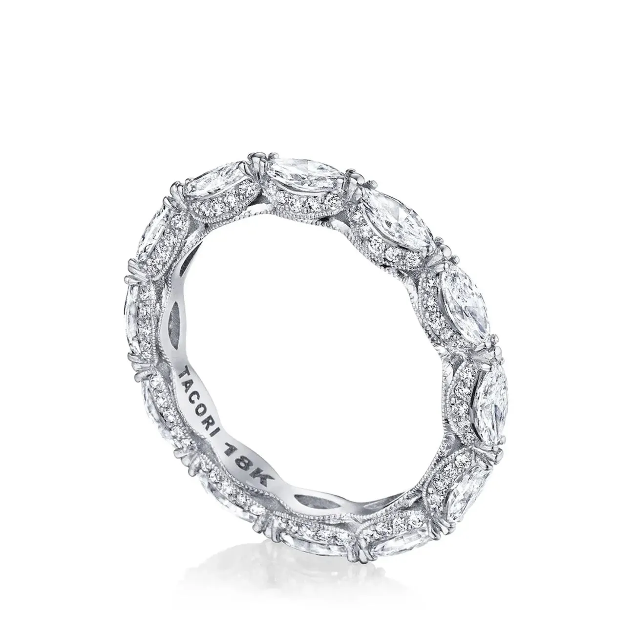 Classic Crescent RoyalT Platinum  Marquise Cut Diamond Eternity Band Ring
