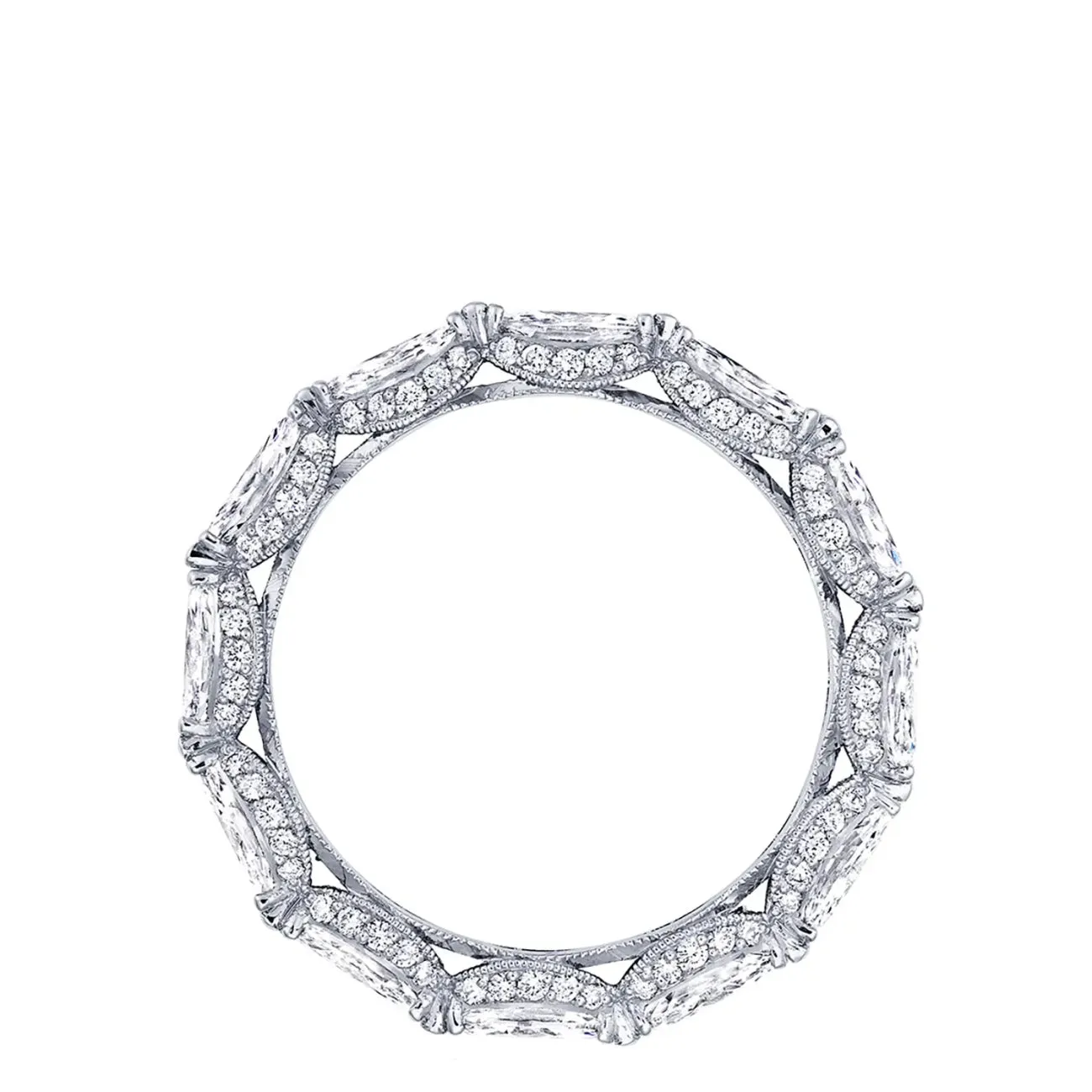 Classic Crescent RoyalT Platinum  Marquise Cut Diamond Eternity Band Ring
