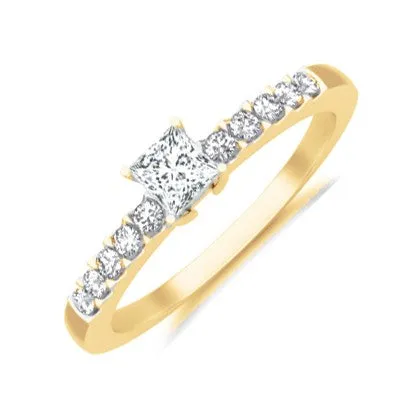Classic Diamond Moissanite Bridal Set Engagement Ring 1.25 Carat Princess Cut on 10k White Gold