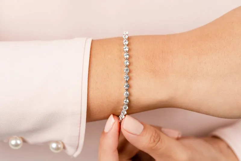 Classic Prong Set Lab-Grown Diamond Tennis Bracelet with 8.06 ct.(finished) 4.1mm