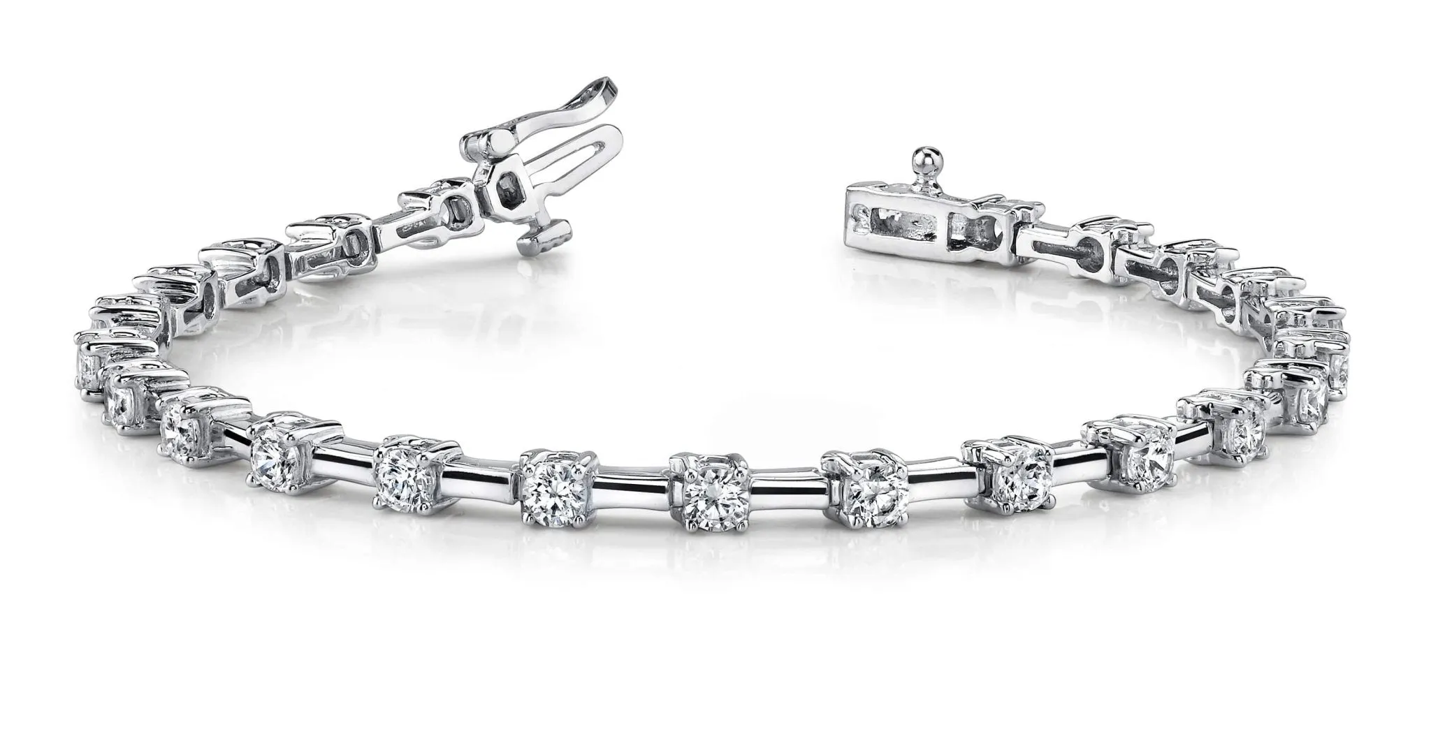 Classic Solid Rectangle Link Diamond Bracelet with 1.02 ct.(finished) 2mm