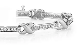 Classic Wavy X And Diamond Bracelet with 1.44 ct.(finished) 1.5mm