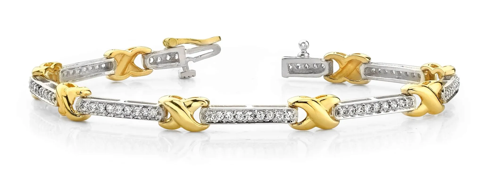 Classic Wavy X And Diamond Bracelet with 1.44 ct.(finished) 1.5mm