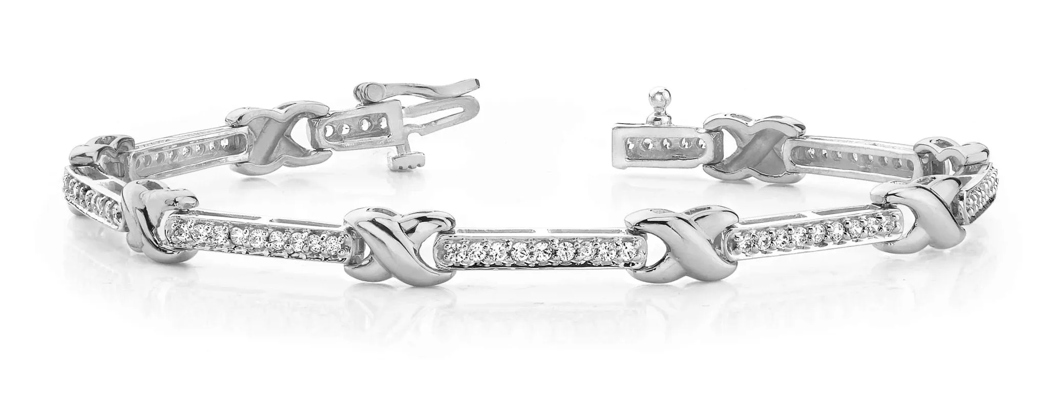 Classic Wavy X And Diamond Bracelet with 1.44 ct.(finished) 1.5mm