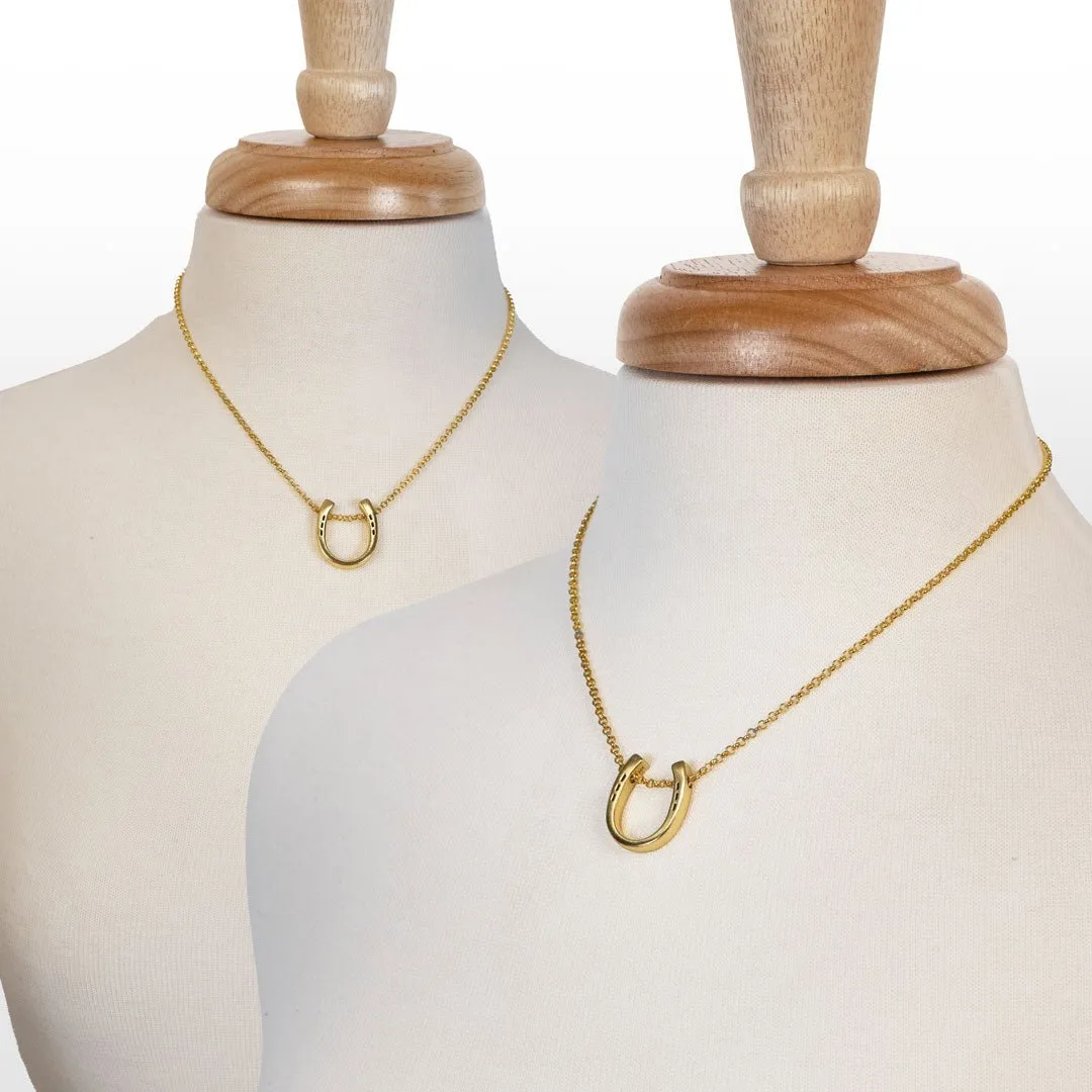 Classique - Horseshoe Pendant and  Rolo Chain 14K Gold on Sterling Silver Necklace