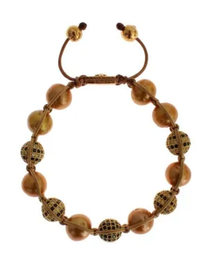 Clear CZ Pearls Gold 925 Silver Bracelet