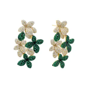 Colored Pavé Multi Flower Drop Stud Earring