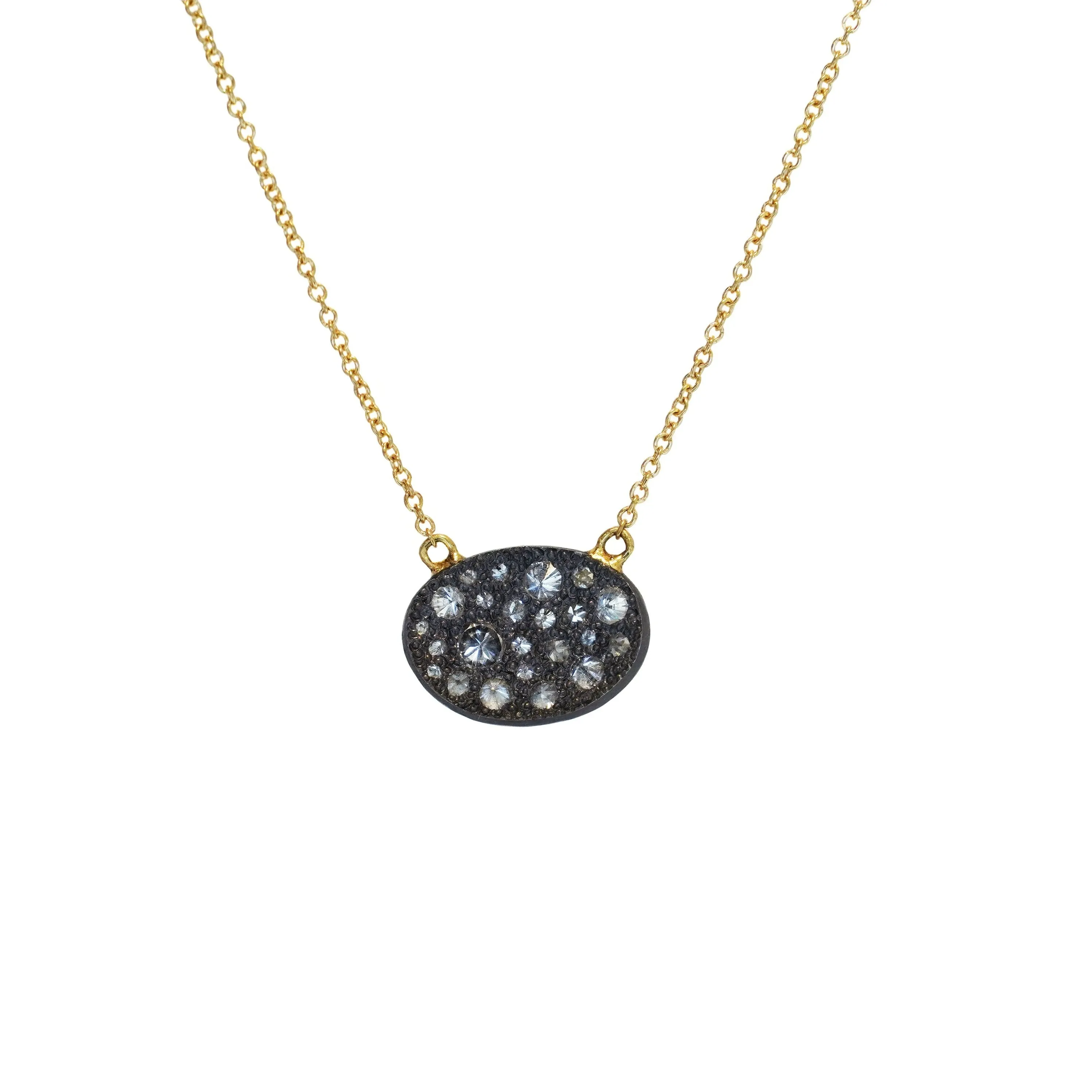 Concave Horizontal Oval Drop Necklace