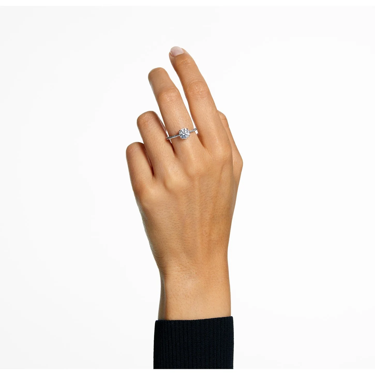 Constella cocktail ring Princess cut, Pavé, White, Rhodium plated