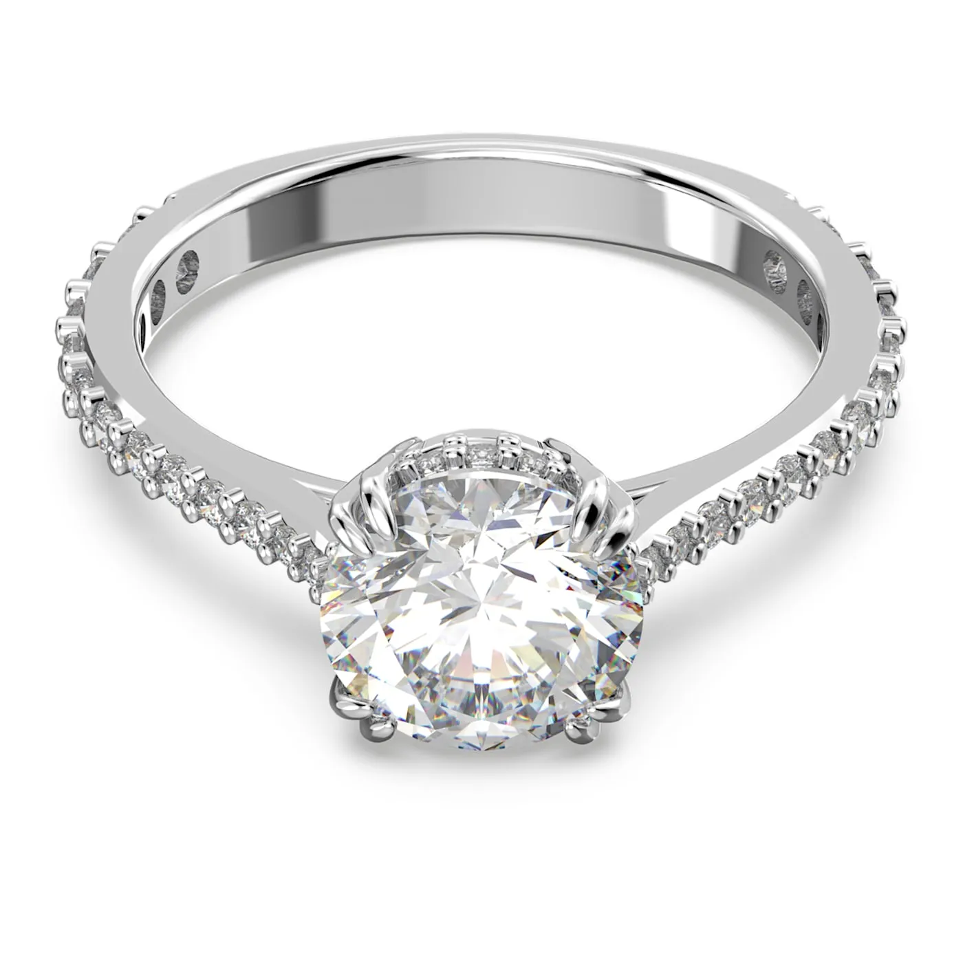 Constella cocktail ring Princess cut, Pavé, White, Rhodium plated