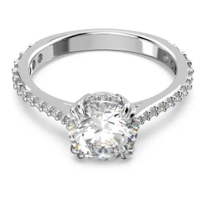 Constella cocktail ring Princess cut, Pavé, White, Rhodium plated