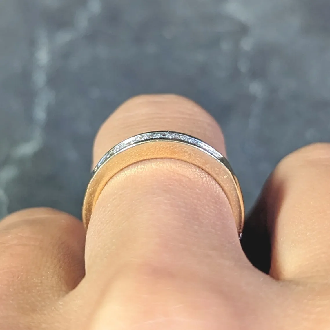 Contemporary 0.44 CTW Princess Cut Diamond 14 Karat Yellow Gold Band Ring