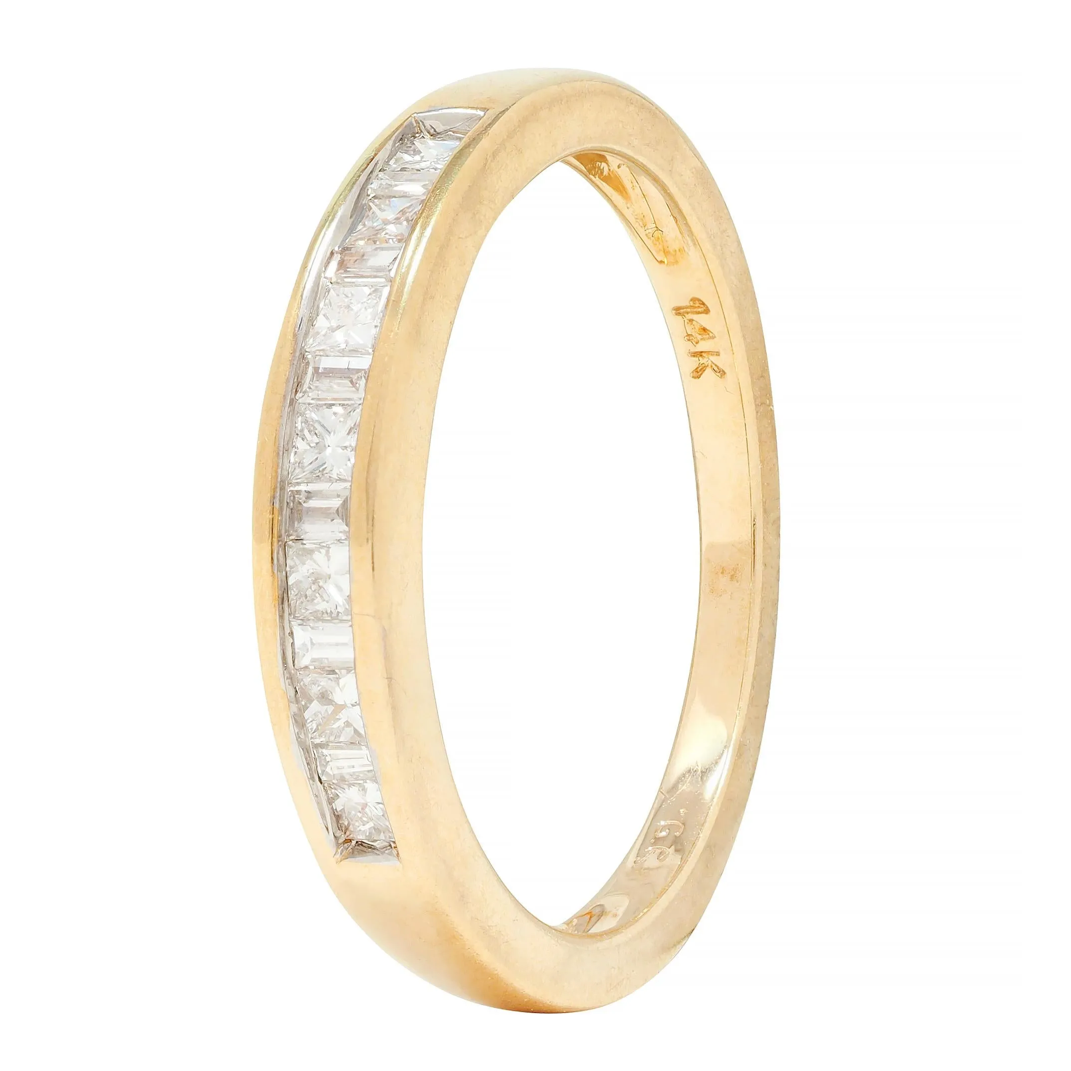 Contemporary 0.44 CTW Princess Cut Diamond 14 Karat Yellow Gold Band Ring