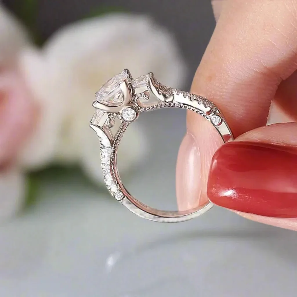 Criss Cross Princess Cut Diamond Engagement Ring