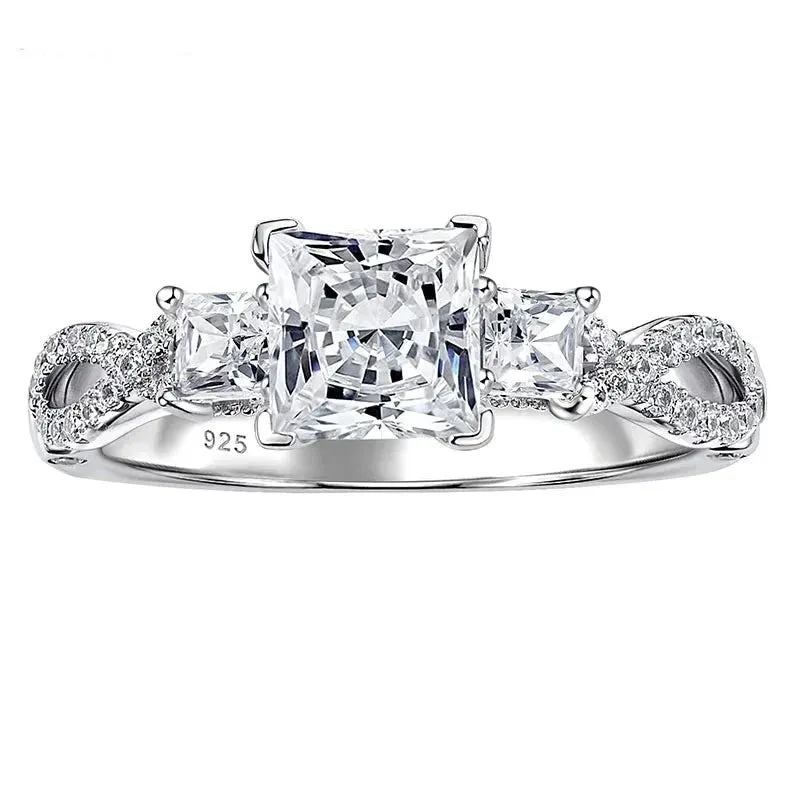 Criss Cross Princess Cut Diamond Engagement Ring