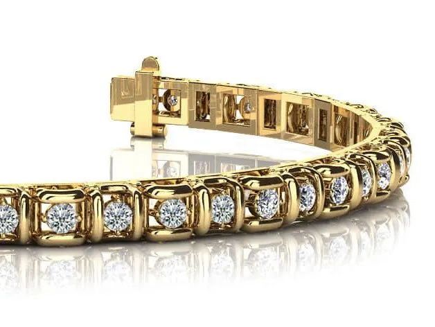 Cross Directional Link Diamond Bracelet with 1.98 ct.(finished) 2.2mm