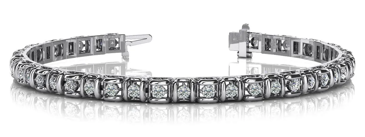 Cross Directional Link Diamond Bracelet with 1.98 ct.(finished) 2.2mm