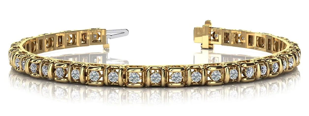Cross Directional Link Diamond Bracelet with 1.98 ct.(finished) 2.2mm