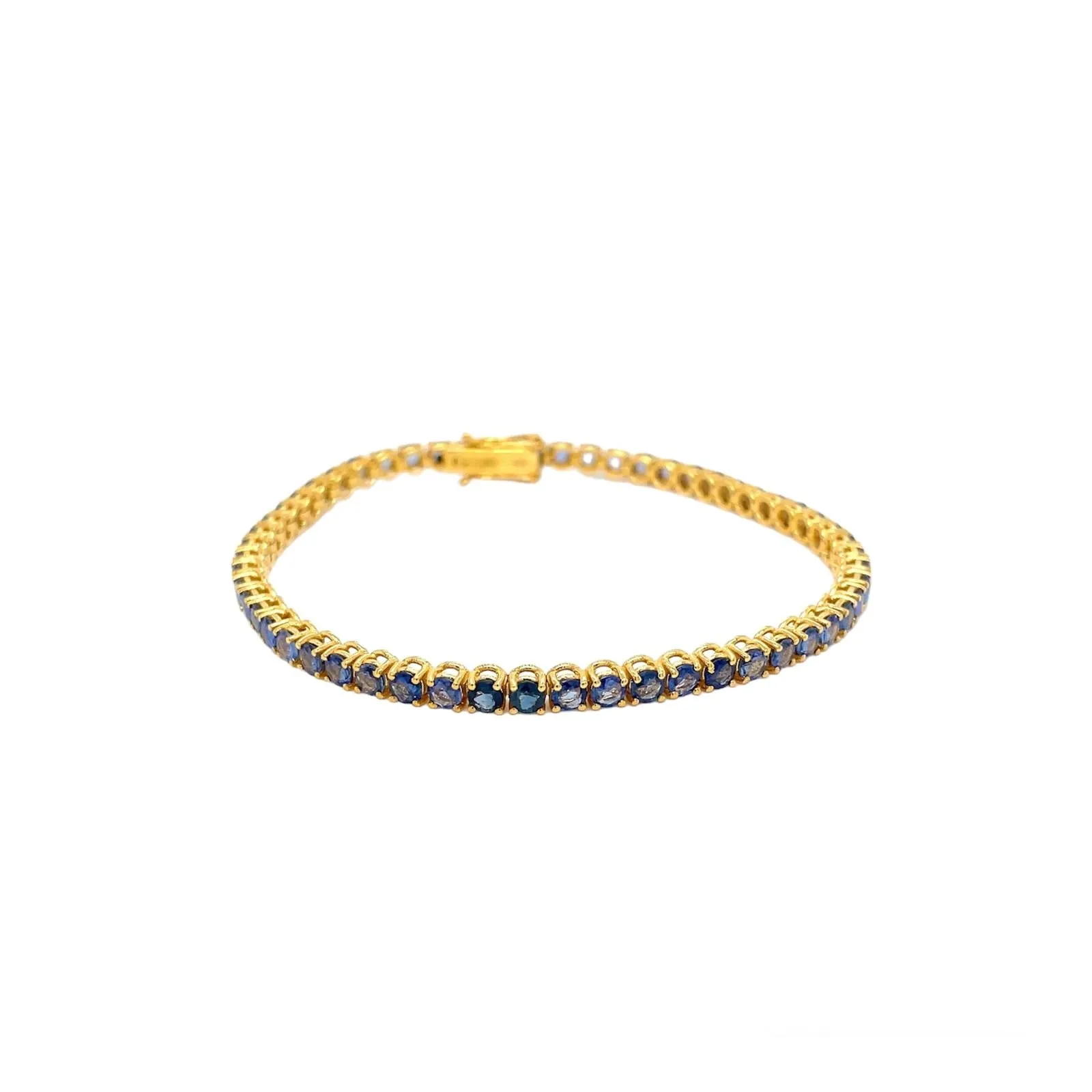 CTW 6 Natural Blu Sapphire Gold Tennis Bracelet