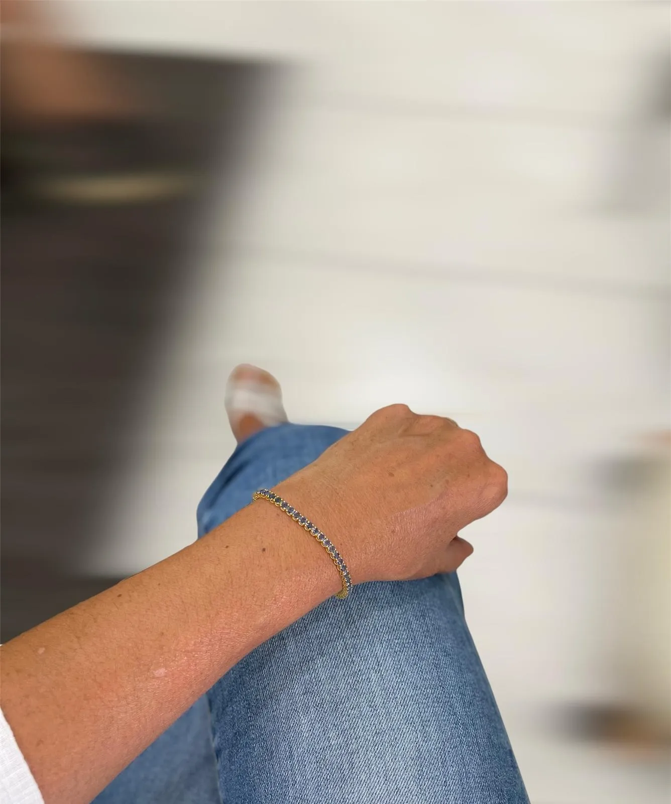 CTW 6 Natural Blu Sapphire Gold Tennis Bracelet